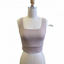 MIOU MUSE The Karley Square Neck Cropped Tank Top Tops