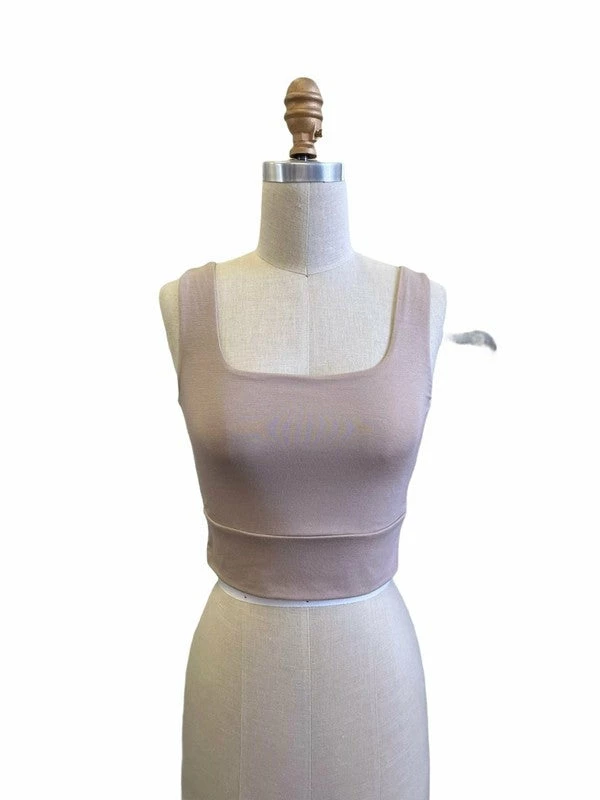 MIOU MUSE The Karley Square Neck Cropped Tank Top Tops