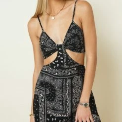 Style Rack The Bridget Black Bandana Cutout Mini Dress