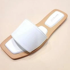 Let's See Style The Chili White Patent Leather Slide Shoes
