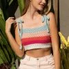 POL The BottleRock Striped Crochet Knit Tank Tops