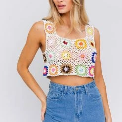 Le Lis Tops The Joni Crochet Cropped Tank Top