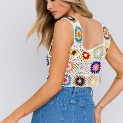 Le Lis Tops The Joni Crochet Cropped Tank Top