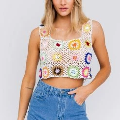 Le Lis Tops The Joni Crochet Cropped Tank Top