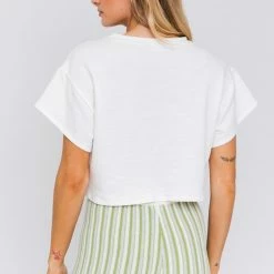 Le Lis The Smiley Daisy White Cropped Pocket Tee Tops
