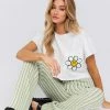 Le Lis The Smiley Daisy White Cropped Pocket Tee Tops