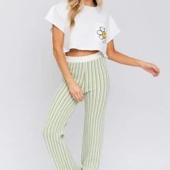 Le Lis The Smiley Daisy White Cropped Pocket Tee Tops