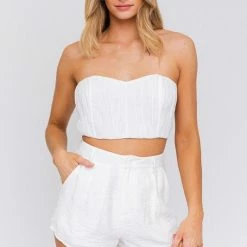 Le Lis The Light As A Feather White Gauze Pleated Shorts