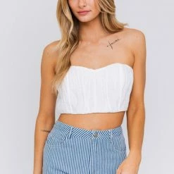 Le Lis The Light As A Feather White Bustier Tube Top