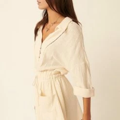 Promesa USA Dresses The Alys Cream Collared Button Down Gauze Mini Dress