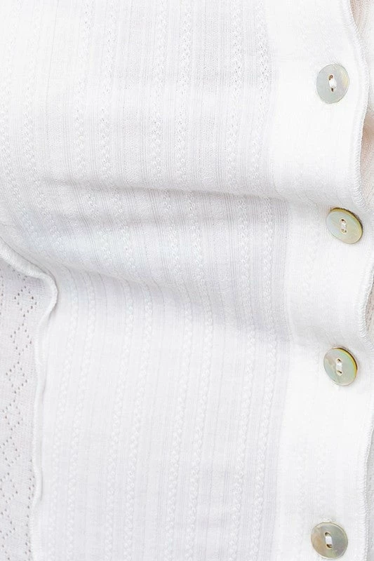 Le Lis The Dear Jane White Scalloped Longsleeve Crop Tops