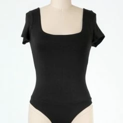 Final Touch The Kari Square Neck Short Sleeve Bodysuit Tops
