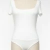 Final Touch The Kari Square Neck Short Sleeve Bodysuit Tops