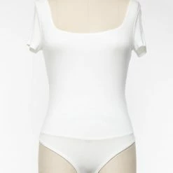 Final Touch The Kari Square Neck Short Sleeve Bodysuit Tops