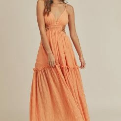 Mable The Golden Hour Orange Cutout Maxi Dress Dresses