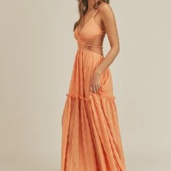 Mable The Golden Hour Orange Cutout Maxi Dress Dresses