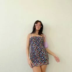 Bailey Rose The Bailey Black Floral Cinched Mini Dress