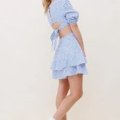In The Beginning Clothing The Braxton Blue Floral Cutout Mini Dress Dresses