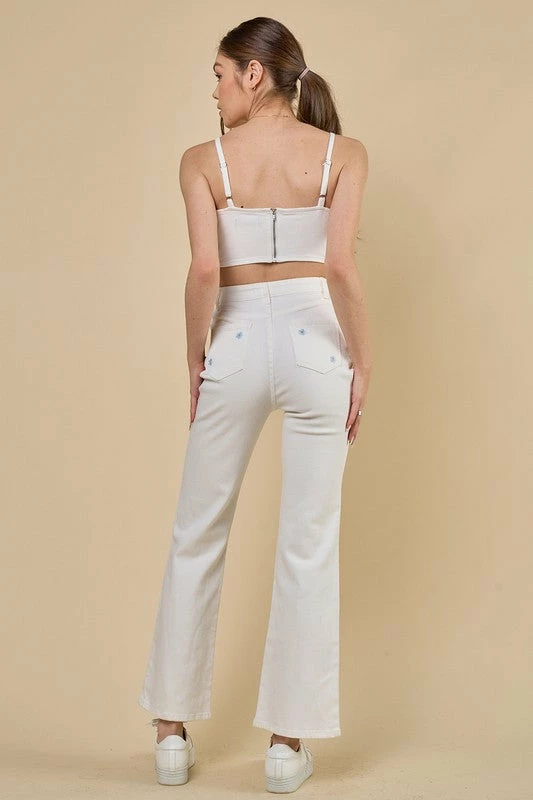 Blue Blush Jeans The Flower Power Blue Daisy Denim Pants