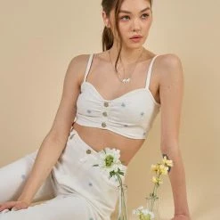 Blue Blush Jeans The Flower Power Blue Daisy Denim Pants