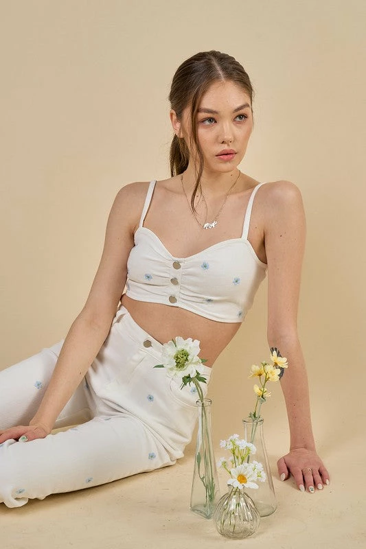 Blue Blush Jeans The Flower Power Blue Daisy Denim Pants