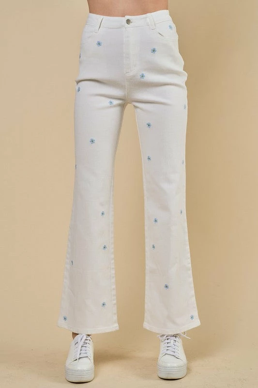 Blue Blush Jeans The Flower Power Blue Daisy Denim Pants