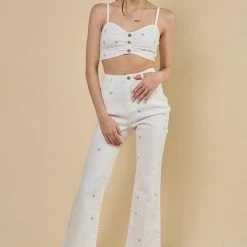 Blue Blush Jeans The Flower Power Blue Daisy Denim Pants