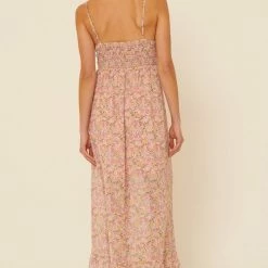 Promesa USA The Inlet Apricot Floral Keyhole Maxi Dress Dresses
