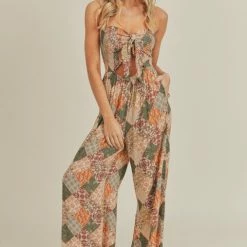 Lush The Joshua Tree Patchwork Cutout Jumpsuit Jumpsuits