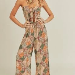 Lush The Joshua Tree Patchwork Cutout Jumpsuit Jumpsuits