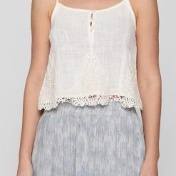 Final Touch The Sunnyside Oatmeal Lace Cami Top