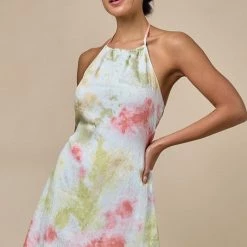 Blue Blush The Mellow Tie Dye Halter Mini Dress Dresses