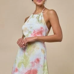 Blue Blush The Mellow Tie Dye Halter Mini Dress Dresses