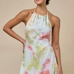 Blue Blush The Mellow Tie Dye Halter Mini Dress Dresses