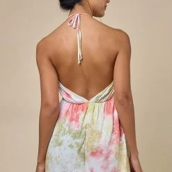 Blue Blush The Mellow Tie Dye Halter Mini Dress Dresses
