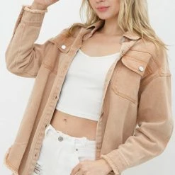 Shoppe Twelve The Rock & Love Twill Shacket Tops