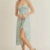 Lush Dresses The Waterpaint Sage Floral Midi Dress