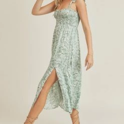 Lush Dresses The Waterpaint Sage Floral Midi Dress