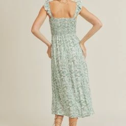 Lush Dresses The Waterpaint Sage Floral Midi Dress