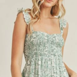 Lush Dresses The Waterpaint Sage Floral Midi Dress