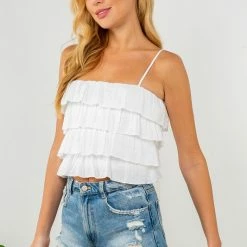 FANCO Tops The Stagecoach Ruffled Halter Top