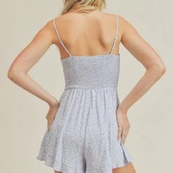 Lush The Wish You Were Here Blue Floral Romper