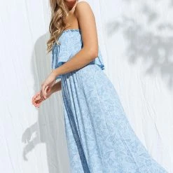 Illa Illa Jumpsuits The Ibiza Blue Printed Tube Jumpsuit