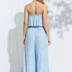 Illa Illa Jumpsuits The Ibiza Blue Printed Tube Jumpsuit