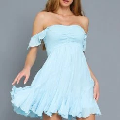 Aakaa Dresses The Dora Blue Flutter Mini Dress