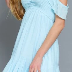 Aakaa Dresses The Dora Blue Flutter Mini Dress