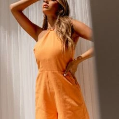 Le Lis The Tangerine Dream Halter Neck Romper Rompers