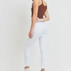 Just USA The Bridget White High Rise Straight Shark Hem Jeans