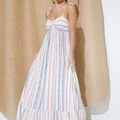 In The Beginning Clothing The Abigail Red, White & Blue Camisole Top Maxi Dress Dresses