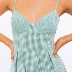 Le Lis The Jasmine Green Gingham Mini Dress Dresses